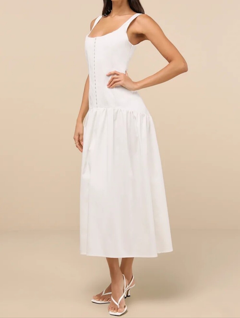 Lulus White Square Neck Maxi Dress - Size L
